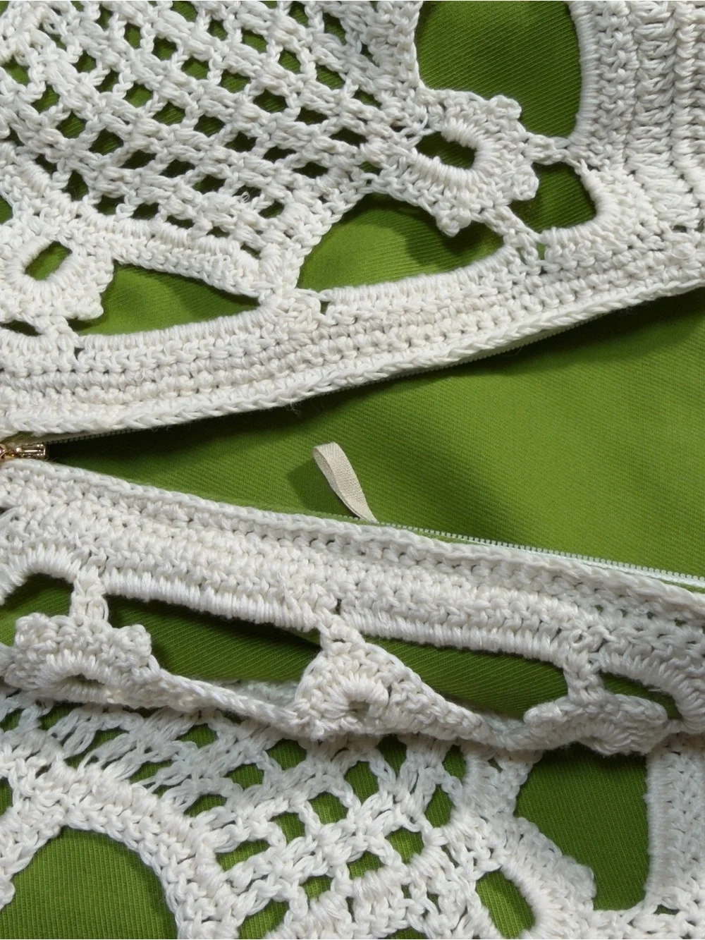 Tory Burch Green & Ivory Cotton Crochet Lace A-Line Skirt Sz 12/14 Style #211433